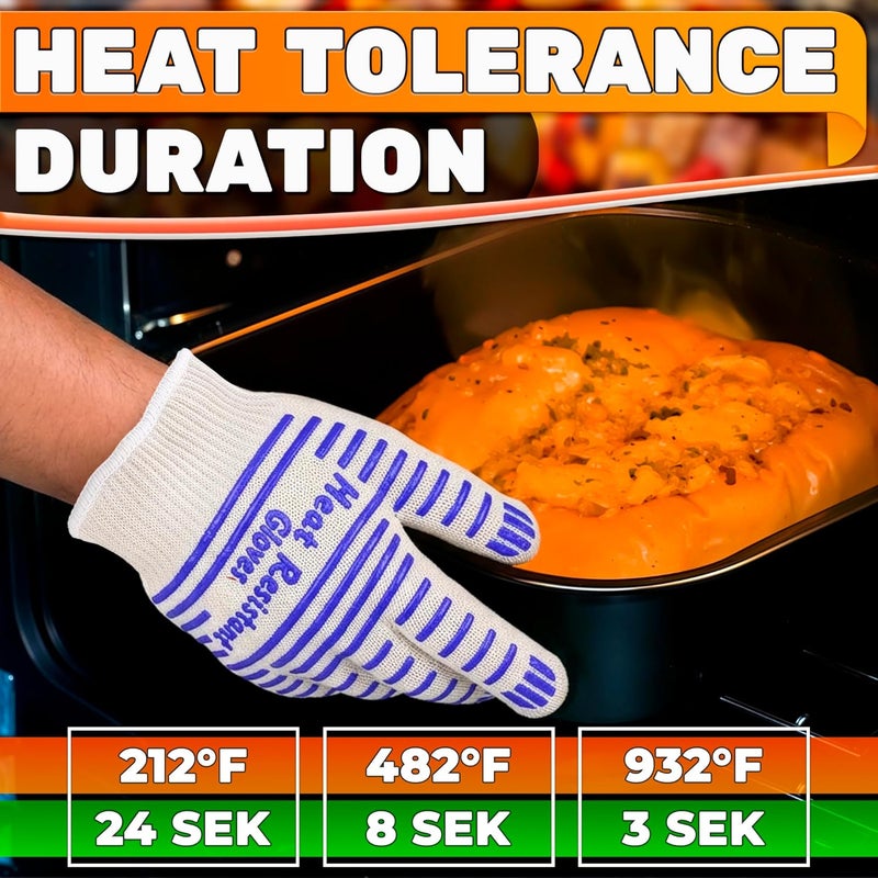 V TOWER Heat Resistant Gloves - Aramid Oven Gloves with Fingers for Cooking & Grilling, Lightweight BBQ Gloves with Cotton Lining, Non-Slip 9.45x3.94 Kitchen Mitts for Baking & Frying, Kitchen Gift for Chefs - Image 5